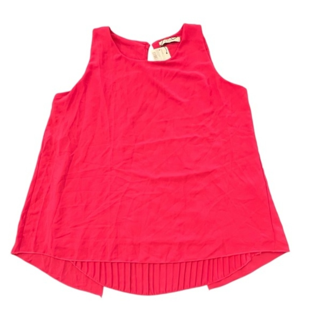 Piaza Italia Woman Sz‎ Small Hot Pink Sleeveless Blouse Flutter Back Pleated NWT